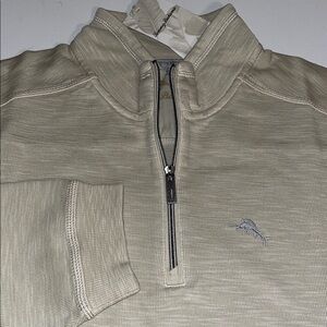 Tommy Bahama Sweater Mens 1XLB Pullover Swordfish on Back 1/2 Zip 1 XL Big $138